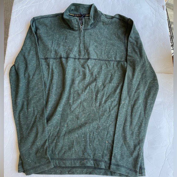 Mens Quarter Zip Pullover Henley VTG 1946 Speckled Rib Medium - Picture 2 of 6